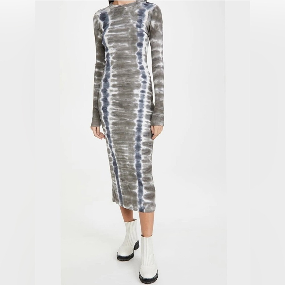 Young Fabulous Broke Dax Tie Dye Midi Bodycon Dress Long Sleeve Mock Neck Fall